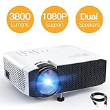 Mini Projector, APEMAN 3800L Brightness Projector, Support 1080P 180" Display, Portable Movie Projector, 45,000Hrs LED Life and Compatible with TV Stick, PS4, HDMI, TF, AV, USB for Home Entertainment