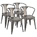 Furmax Metal Dining Chair Tolix Style Indoor Outdoor Use Stackable Chic Dining Bistro Cafe Side Metal Chairs Set of 4(Gun)