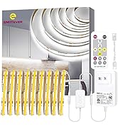 Emitever LED Strip Light,White 5000K,COB Dimmable Tape Lights with RF Controller,UL 24V DC Power ...