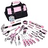 FASTPRO Pink Tool Set, 220-Piece Lady’s Home Repairing Tool Kit with 12-Inch Wide Mouth Open Storage Tool Bag