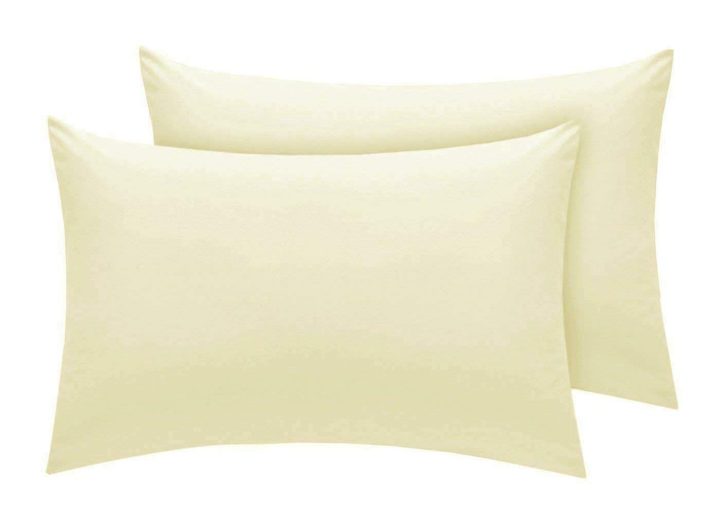Pillow cases 2 pack 2 x Pillow Case Cases Polycotton Housewife Pillow Pair Pack Bedroom Pillow Cover (Cream)