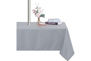 Fitable Table Cover Outdoor and Indoor Tablecloth - Washable Waterproof Wrinkle Free Table Cloth with Zipper and Umbrella Hole for Spring/Summer/Party/Picnic/BBQS/Patio Silver Grey 60x120 inch