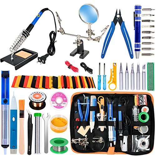 Soldering Iron Kit,Soldering Iron 60W Adjustable Temperature,Adjustable Helping Hand with