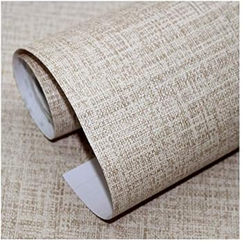 HaokHome H-014 Peel and Stick Wallpaper Textured Faux Grasscloth 23.6in x 19.7ft Khaki Linen Self Adhesive Contact Paper Wall Decoration