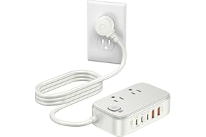 Power Bar with USB C Ports,65W USB Charging Station,Travel Strip Extension Cord Fast Charging Hub for Cell Phones, Tablets, L