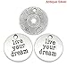 JGFinds Inspirational Message Charms (Live Your Dream, Never Give Up) Silver Tone, 60 Pack