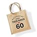 60th Birthday Gift Bag Keepsake for Women Men Novelty Jute 60 Years Old Shopping Tote Size 11.81 x 11.81 x 7.48 inches