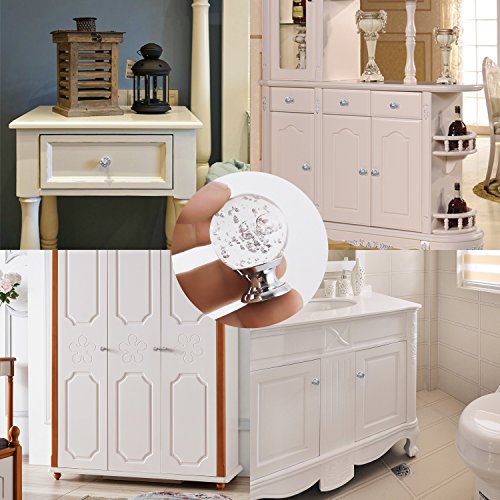 IFOLAINA 10 Pcs Crystal Cabinet Knobs Round Glass Kitchen Cupboard Drawer Dresser Bookcase Pull Handle with 3 Size Screws