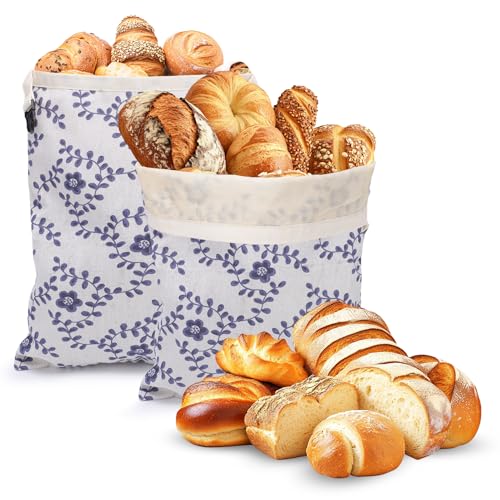 2pcs Reutilizable bolsas para pan, 42 * 32cm Bolsa de pan de cera de abejas, bolsa de lino, para masa madre, baguettes y panes artesanales