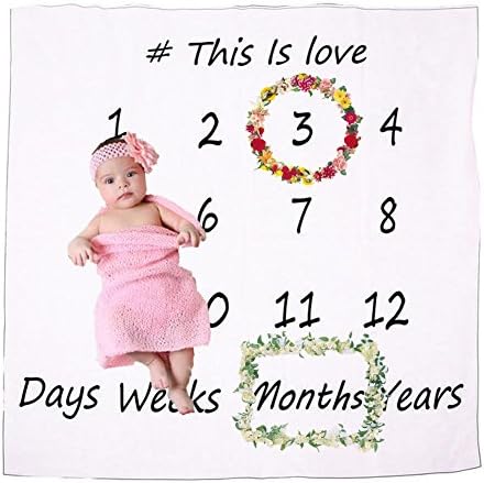 FIOKASO Baby Monthly Newborn Milestone Blanket Frame Photo Props for Babies Boy Girl Newborn Swaddling Blanket for Photography 40"X40"