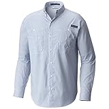 Columbia Men's Super Tamiami Long Sleeve Shirt, Vivid Blue Small Check, Medium