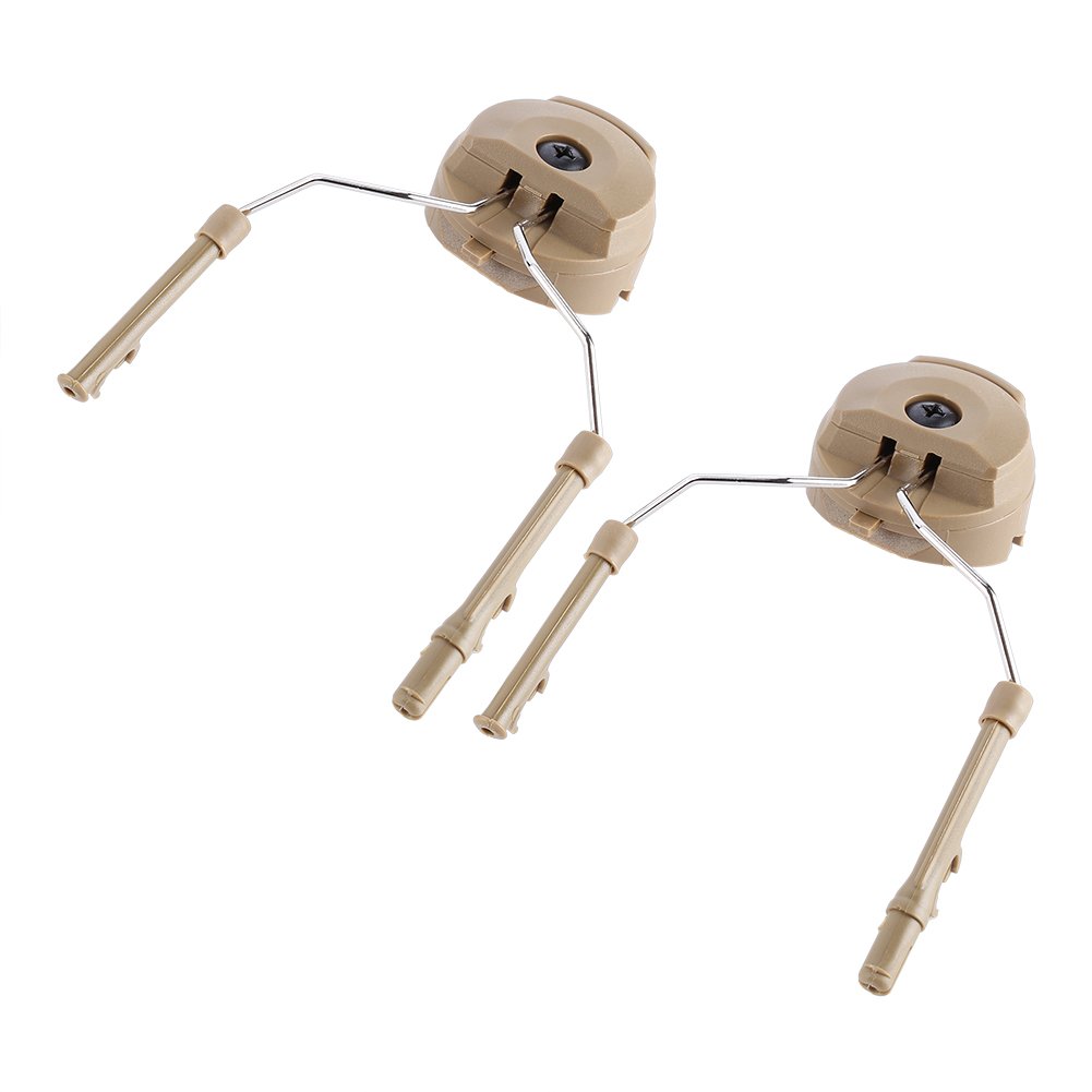 Helmet Rail Adapter 1Pair Headset Helmet Adapter ARC Rail Adaptor Suspension Headphones Bracket Hunting Earmuffs Support Left & Right Side Attachments replacement for Comtac(Tan)