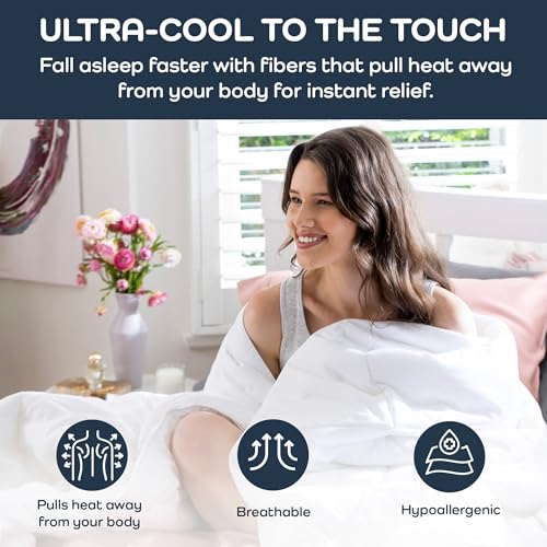 Olive + Crate Cooling Down Alternative Comforter - Hypoallergenic Queen Size Duvet Insert Lightweight - All Seasons Plush Design Bamboo Comforter - 100% Bamboo Viscose Outer Cover - White 88"x90"