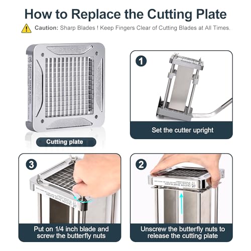 Sopito Professional French Fries Cutter Stainless Steel with Blades 12 x 12 mm and 6 x 6 mm, for Potatoes, Cucumbers, Carrots