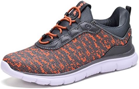 COODO CD6004 Boy's Lightweight Breathable Sneakers Easy Walk Casual Sport Shoes GREY/ORANGE-13