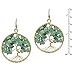 Eternal Tree of Life Green Quartz Branch Brass Dangle Earrings