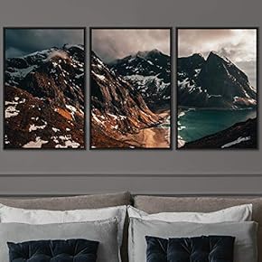 signwin 3 Piece Framed Canvas Wall Art Lake...