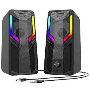 SUDOTACK Gaming Computer Speakers, 10W USB-Powered Stereo Multimedia Speakers, with RGB Touch Control Backlit, 5 LED…