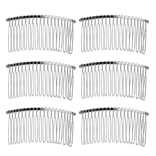 Senkary 10 Pieces 20 Teeth Hair Combs Metal Wire Hair Clip Comb Wedding Hair Comb Barrettes Bridal Veil Hair Comb Bulk, Silver - Thumbnail 7