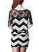 Allegra K Women Lace Patch Zigzag Tunic Batwing Sleeve Blouson Shirts