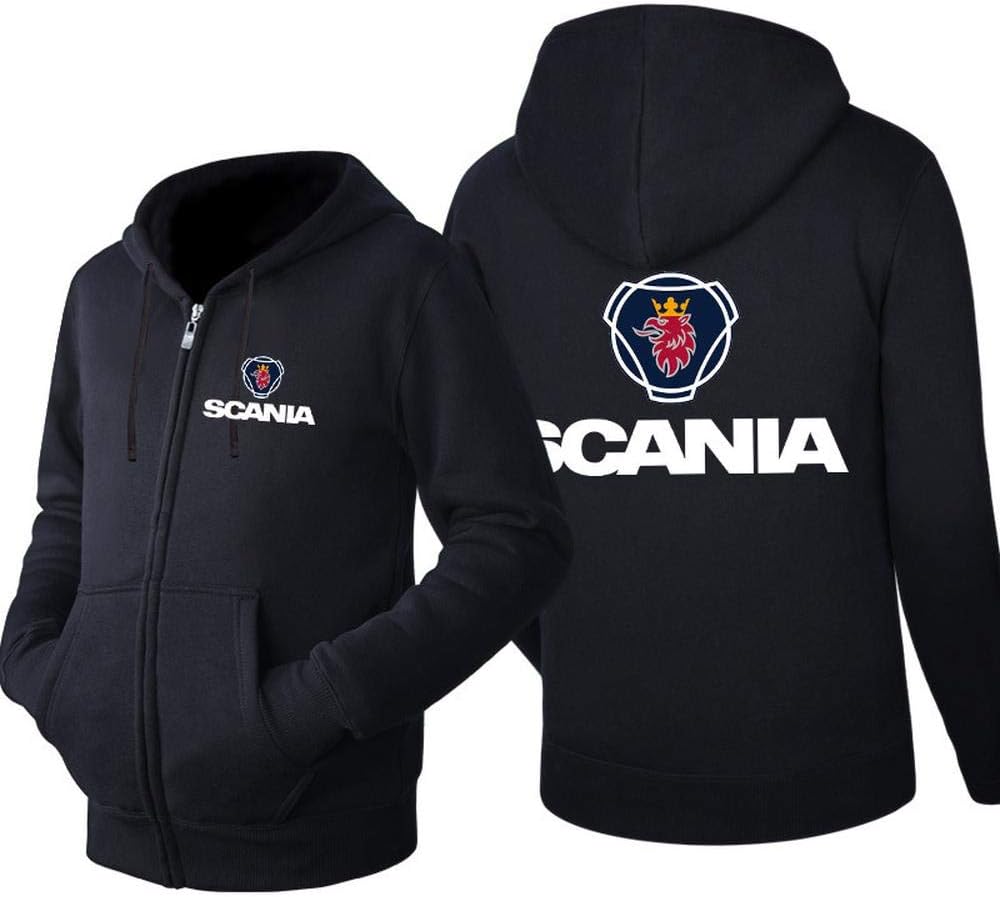Unisex Hoodie Jacket Sweater - SCANIA Casual Pullover Jersey Zip Sweatshirt Long Sleeve Coat-Teens Gift B-XXL