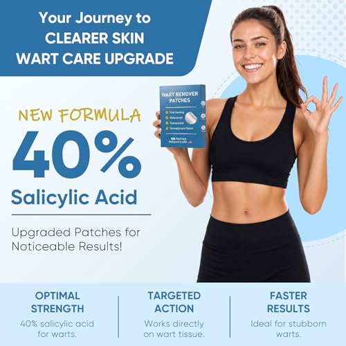 FEDOLOY Wart Remover Patches with 40% Max Strength Salicylic Acid, Hydrocolloid Adhesive Patches for Common & Plantar Warts, Skin Bump Care – Waterproof for Feet & Fingers,144 Patches
