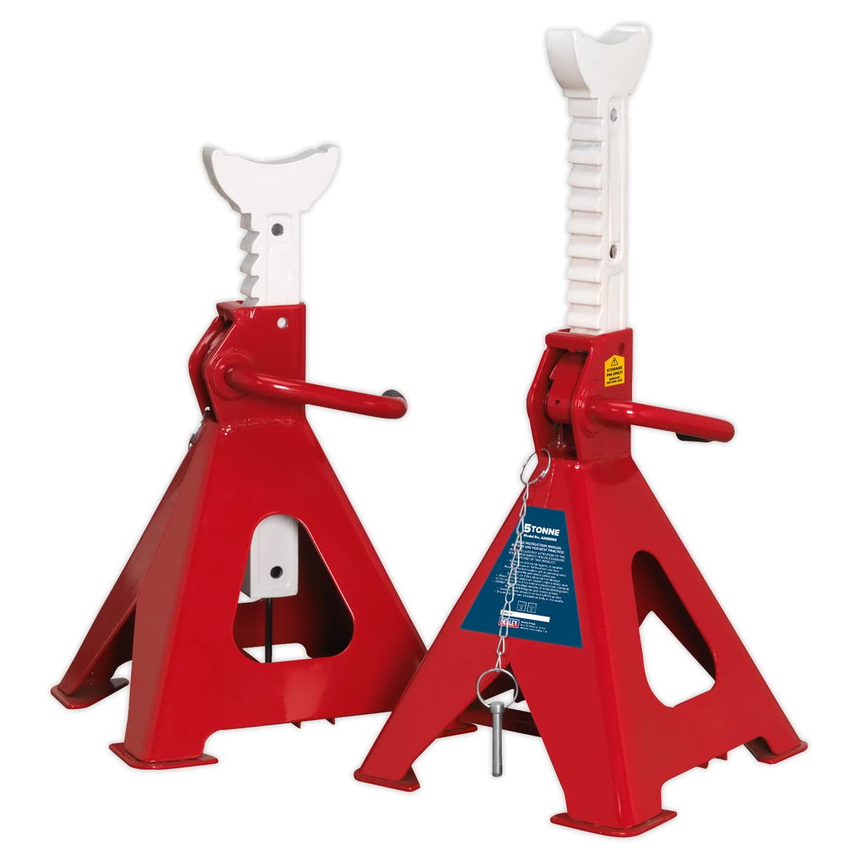Sealey Aas5000 Axle Stands (Pair) 5Tonne Capacity Per Stand Auto Rise Ratchet