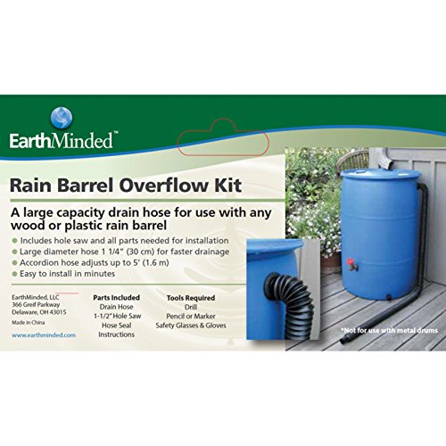 EarthMinded Rain Barrel Overflow Hose Kit irrigation supplies