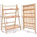 Giantex Bamboo Ladder Plant Stand, 3 Tier Folding Bamboo Plant Shelf, Foldable Flower Pot Display Shelf Rack, Multiple Plants Holder Organizer Storage Shelf for Indoor Outdoor Balcony Garden (Natural)