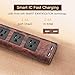 Surge Protector Power Strip 10 ft Extension Cord 3 Outlet 2 USB Desktop Charging Station Fire Proof with Cable Tie Adjustable Voltage for iPhone iPad Computer Home Office Vintage Wood Grain SUPERDANNY
