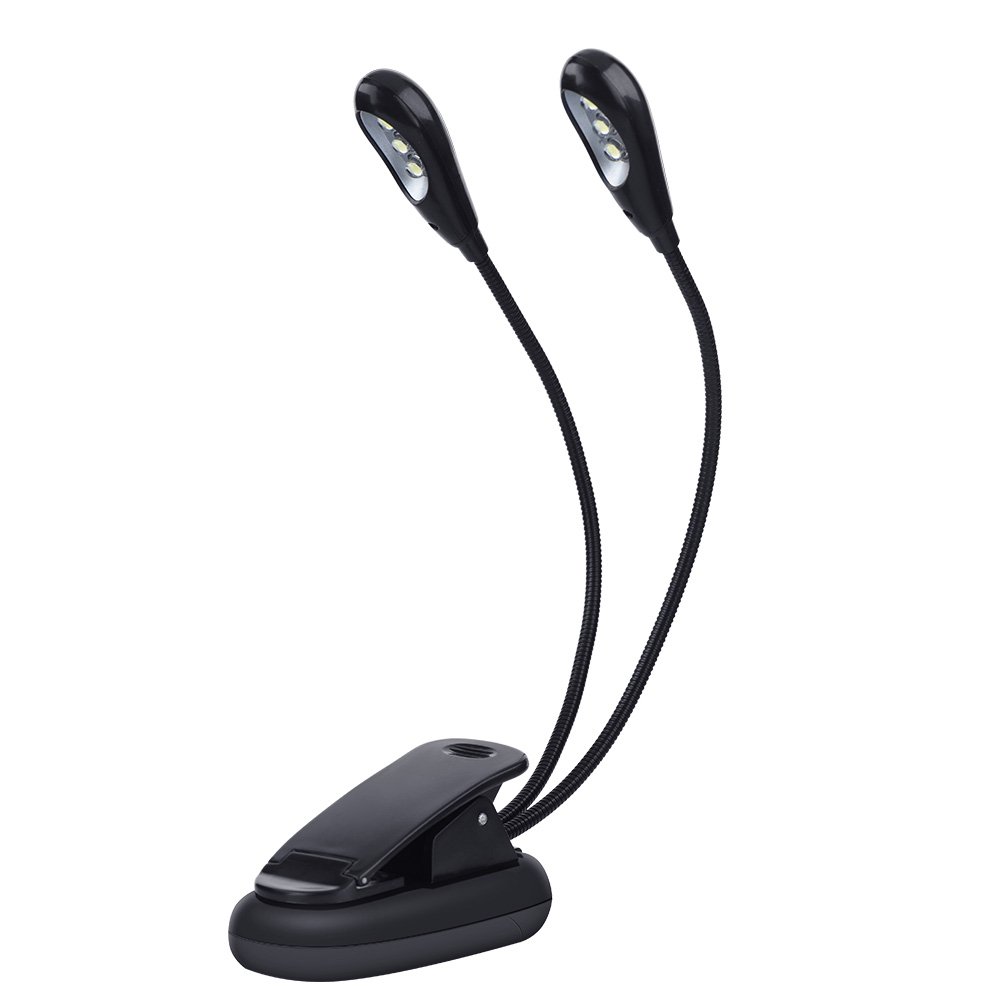 Photo 1 of Music Stand Light, USB and AAA Battery Powered LED Reading Lamp with Adjustable Double Arm Clip-On Design Ideal for Musician Piano Player Reading in Bed Travel (6 Beads)
