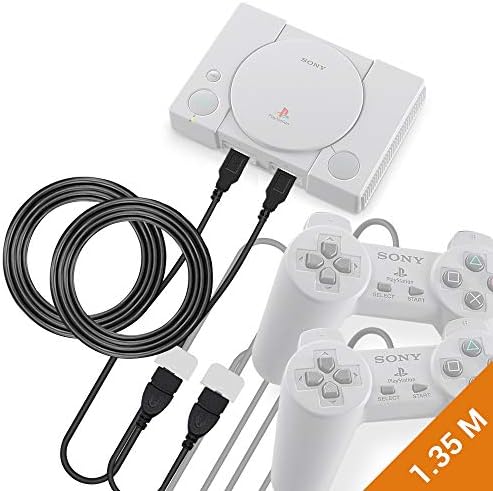 EXINOZ® Extension Cable for Playstation Classic Console Controller | Sony PS Classic Mini Cable with 1-Year Replacement Warranty (1.35m, 2 Pack)