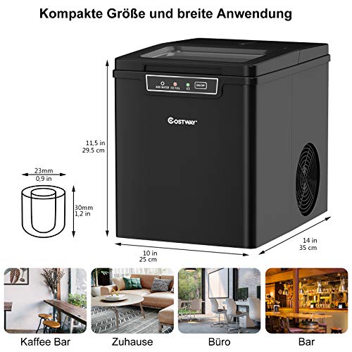 COSTWAY 1,85L Eiswürfelmaschine 12kg/24H, Ice Maker 9 Eiswürfel in 8 min, Eismaschine Eiswürfelbereiter inkl… – Bild 7