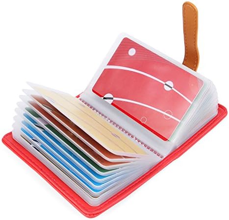 10 colors credit card holder credit card wallets for women men leather 26 card slots (Watermelon Red)