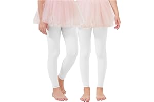 Zando 2 Pairs Girls Footless Ballet Tights Kids Ultra Soft Dance Sockings Toddler Stretch Gymnastics Leggings Pantyhose