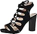Chase & Chloe Benjamin-1 Women's Open Toe Bondage Lace Up Slingback Chunky Heel Suede Sandals