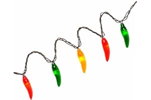 LUCKY SHINE Red Green and Yellow Chili Pepper String Lights, 35 LED and 18 FT Brown Wire Decorative Lighting String, for Kitchen, Living Room, Garden, Patio.