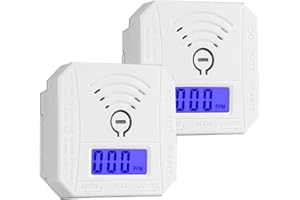 YMDJL Carbon Monoxide Detector 2 Pack,Battery Operated High Accuracy CO Alarm with Sound Warning and Digital LCD Display，Portable CO Monitor CO Detector for Home/Travel/RV(2AAA Batteries NOT Included)