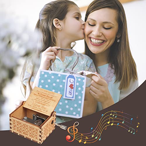 HSXIANG Music Box Gifts for Mom from Daughter, Hand Crank Engraved