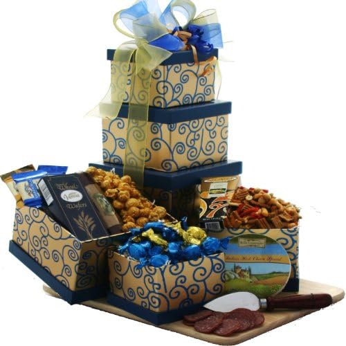 Crowd Pleaser Gourmet Meat, Cheese and Snacks Gift Tower (Chocolate Option)