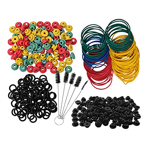 Tattoo Machine Supplies, 100Pcs Colorful Tattoo Rubber Bands, 100Pcs Black Tattoo Grommets, 100Pcs Tattoo O-rings, 100pcs Colorful Tattoo Groments, 5pcs Cleaning Brush for Coil Tattoo Machine