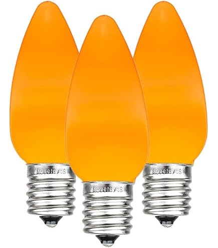Buy 12 Pack C7 Orange Light Bulb Ceramic Incandescent 7 Watt E12 Base C7 Night Light Colored Bulb Candelabra Based Orange Bulb Halloween Bulb - View #3