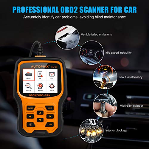 AUTOPHIX Gold one size OBD2 Scanner OM129 Auto Vehicle Automotive OBDII Check Engine Light Error Code Reader Car Diagnostic Tool with Battery Voltage Test-Orange - Thumbnail 6