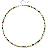 XIJIN Natural Stone Bead Necklace for Women Handmade Boho Multicolor Beaded Choker Necklace Gift for Her