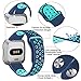 Wepro For Fitbit Versa Bands Sport Silicone Replacement Breathable Strap Bands for New Fitbit Versa Smart Fitness Watch, Large, Blue on Green