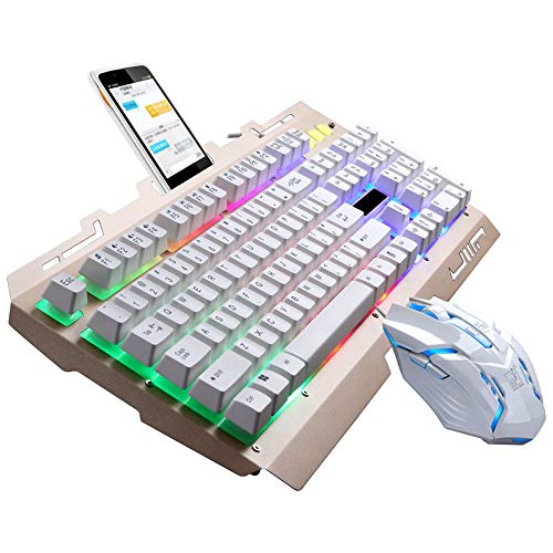 Radorock G700 LED Rainbow Color Backlight Gaming Game USB Wired Keyboard Mouse Set LOL
