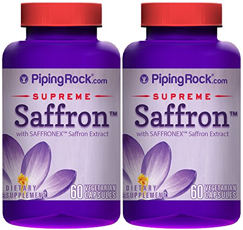 Piping Rock Supreme Saffron Extract 88.5 mg 2 Bottles x 60 Quick Release Capsules Dietary Supplement