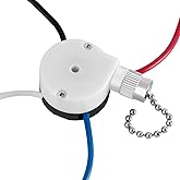 with 4 Pre-Installed Wires Ceiling Fan Switch 3 Speed 4 Wire, ZE-208s Zing Ear E89885 Fan Pull Chain Switch, Nickel Chain