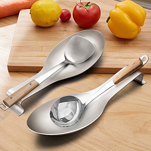 Spoon Rest Set of 2, LIANYU Spatula Ladle Holder, Stainless Steel