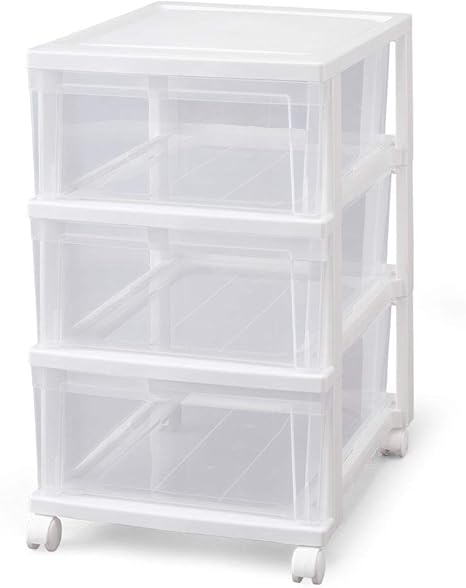 Amazon Co Jp アイリスオーヤマ クローゼットチェスト ホワイト クリア 衣類ケース タンス 収納 プラスチック チェスト 3段 キャスター付き Nsclz503 幅39 奥行50 高さ59cm ホーム キッチン